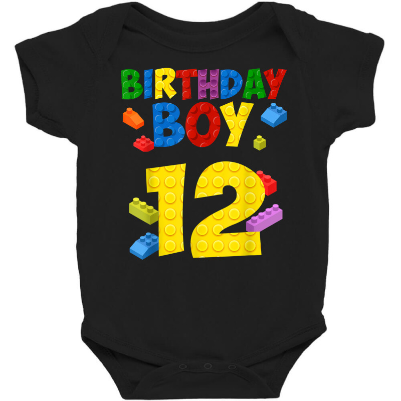 Master Builder 12 Birthday Boy 12th Year Building Bricks T Shirt Baby Bodysuit by xq8pjbeamer | Artistshot