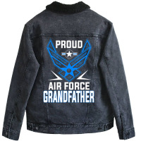 Limited Edition Proud Us Air Force Grandfather Military Veteran -usaf Unisex Sherpa-lined Denim Jacket | Artistshot