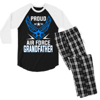 Limited Edition Proud Us Air Force Grandfather Military Veteran -usaf Men's 3/4 Sleeve Pajama Set | Artistshot