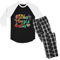 Trending Girls Weekend Trip Florida 2022 Beaches Booze & Besties Men's 3/4 Sleeve Pajama Set | Artistshot