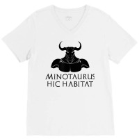 Minotaurus Hic Habitat   Ancient Greek Mythology   Latin T Shirt V-neck Tee | Artistshot