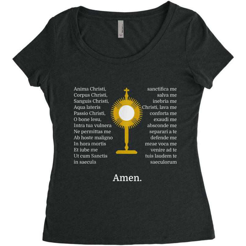 Anima Christi Tshirt Soul Of Christ Sanctify Catholic Latin Women's Triblend Scoop T-shirt by ReginaldLewisMay | Artistshot