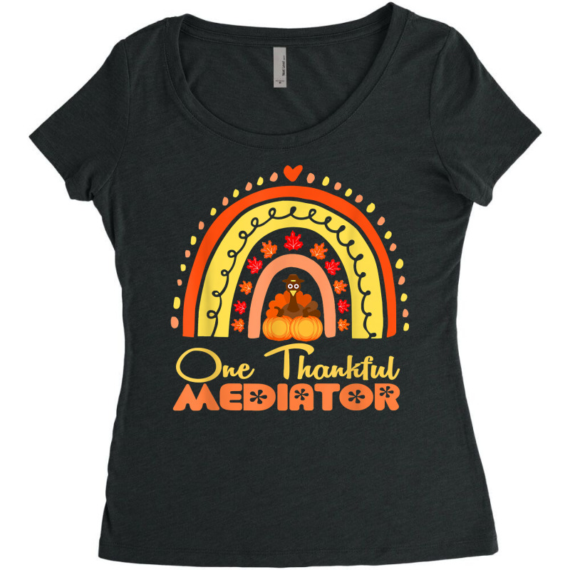 One Thankful Mediator Thanksgiving Rainbow Autumn T Shirt Women's Triblend Scoop T-shirt by noelenedh2mar | Artistshot