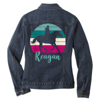 Reagan Name Gift   Equestrian Shirt Reagan Horse Girl T Shirt Ladies Denim Jacket | Artistshot