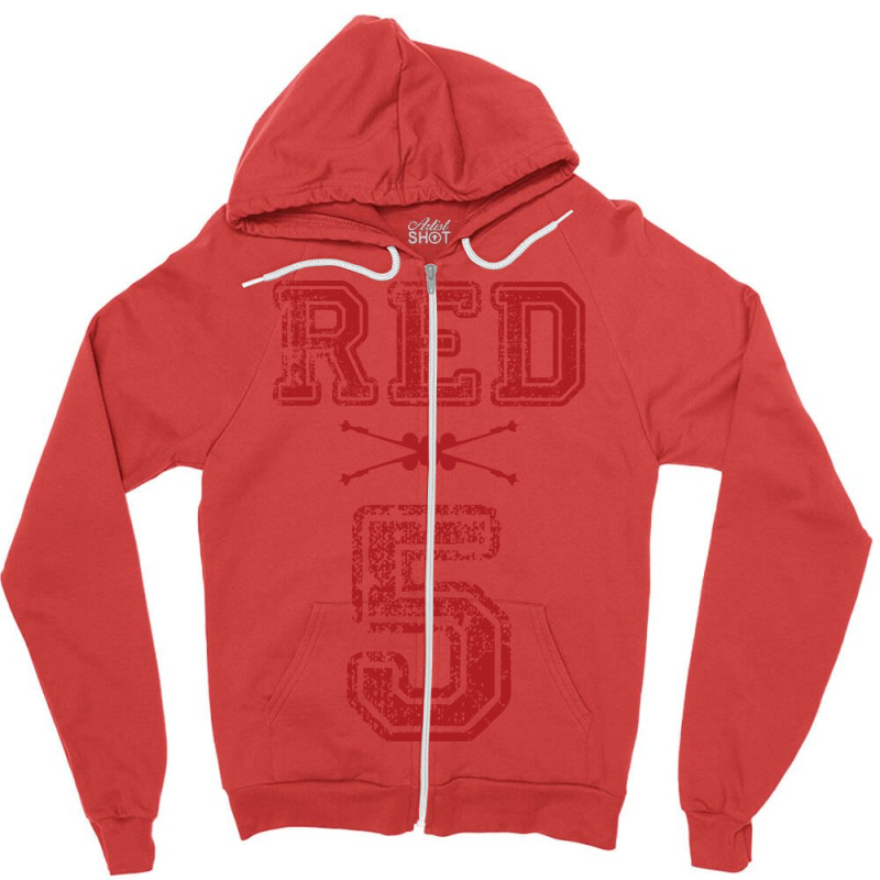 Red 5 Zipper Hoodie by tindokveh | Artistshot