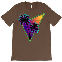 80s Synthwave Inspire Palm Tree Silhouette Triangle Design  (1) (1) T-shirt | Artistshot