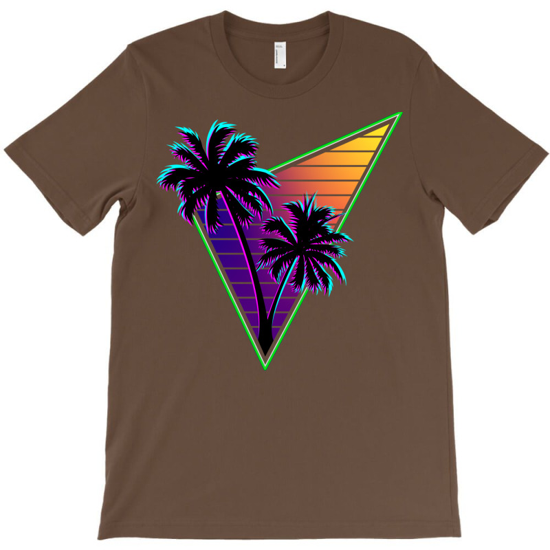 80s Synthwave Inspire Palm Tree Silhouette Triangle Design  (1) (1) T-shirt | Artistshot