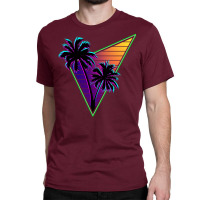 80s Synthwave Inspire Palm Tree Silhouette Triangle Design  (1) (1) Classic T-shirt | Artistshot