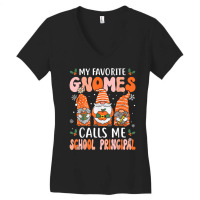 School Principal Groovy Christmas Gnomes Principal T Shirt Women's V-neck T-shirt | Artistshot