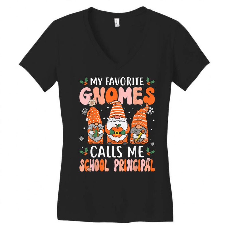 School Principal Groovy Christmas Gnomes Principal T Shirt Women's V-Neck T-Shirt by nilda1pr4klauer | Artistshot