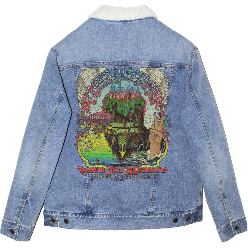 Sky River Rock Festival And Lighter Than Air Fair 1968 Unisex Sherpa-lined Denim Jacket | Artistshot