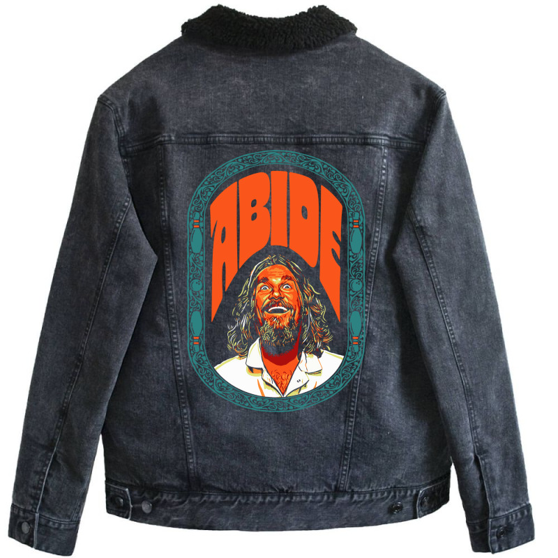 Abide   The Dude Lebowski Vintage Dream Sequence Bowling Design Unisex Sherpa-lined Denim Jacket | Artistshot