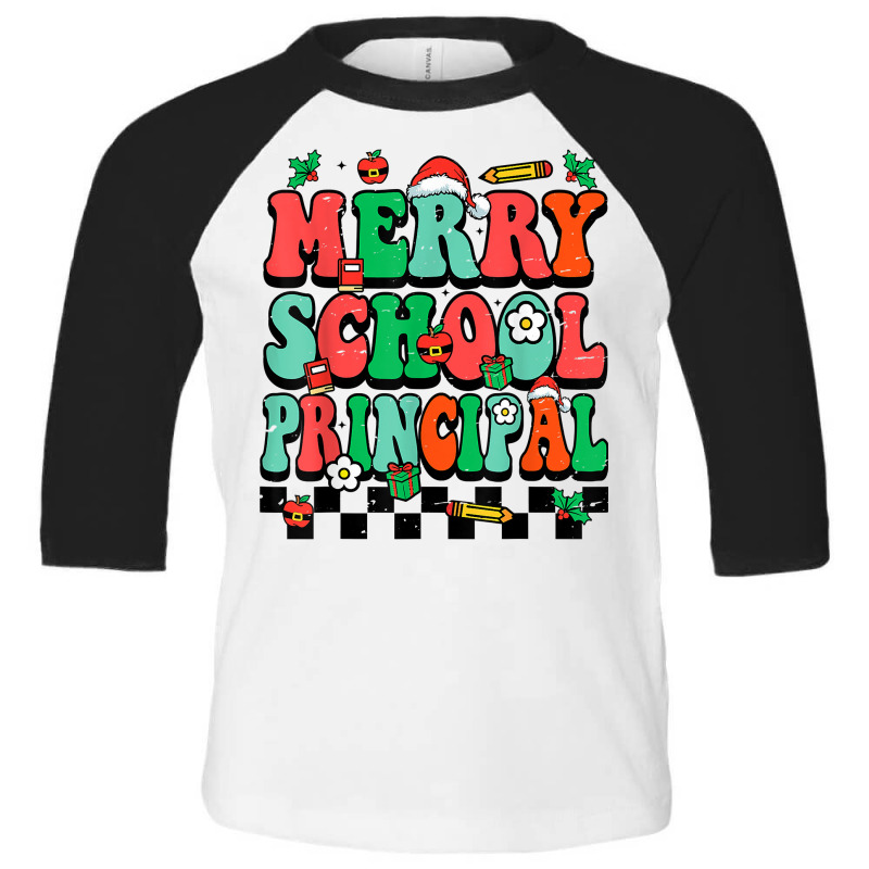 Merry School Principal Groovy Christmas Principal T Shirt Toddler 3/4 Sleeve Tee by shmonotpv4s | Artistshot