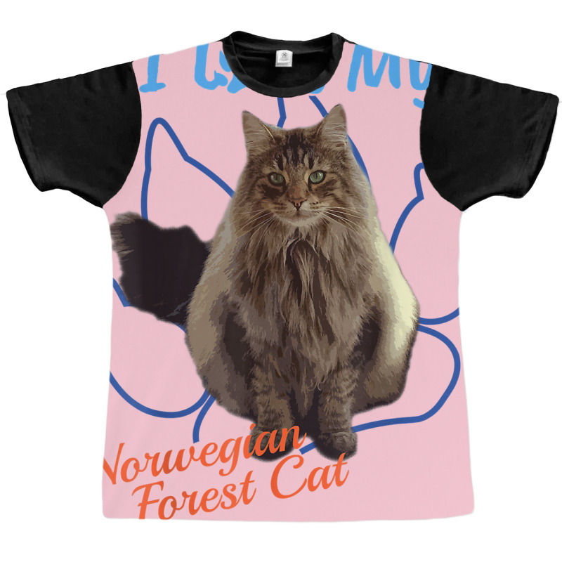 I Love My Norwegian Forest Cat Cat Lover Paw Print ! Graphic T-shirt by Pinch1410 | Artistshot