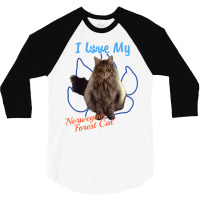 I Love My Norwegian Forest Cat Cat Lover Paw Print ! 3/4 Sleeve Shirt | Artistshot