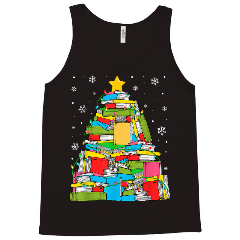 Library Christmas Tree Librarian X Mas Lights Book Lover T Shirt Tank Top by caroldian | Artistshot