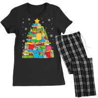 Library Christmas Tree Librarian X Mas Lights Book Lover T Shirt Women's Pajamas Set | Artistshot