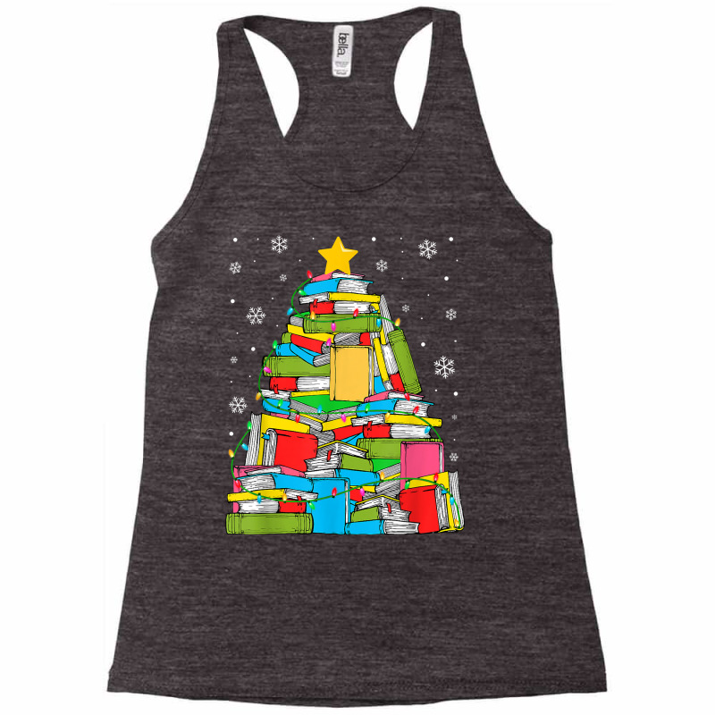 Library Christmas Tree Librarian X Mas Lights Book Lover T Shirt Racerback Tank by caroldian | Artistshot