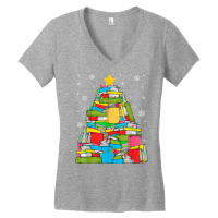 Library Christmas Tree Librarian X Mas Lights Book Lover T Shirt Women's V-neck T-shirt | Artistshot