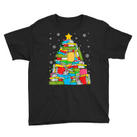 Library Christmas Tree Librarian X Mas Lights Book Lover T Shirt Youth Tee | Artistshot