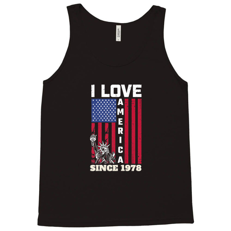 Womens 44tth Birthday I Love America Since 1978, Funny Usa Quote Tank Top | Artistshot