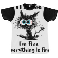 It's Fine I'm Fine Everything Is Fine Funny Black Cat Women Graphic T-shirt | Artistshot