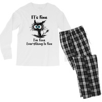 It's Fine I'm Fine Everything Is Fine Funny Black Cat Women Men's Long Sleeve Pajama Set | Artistshot