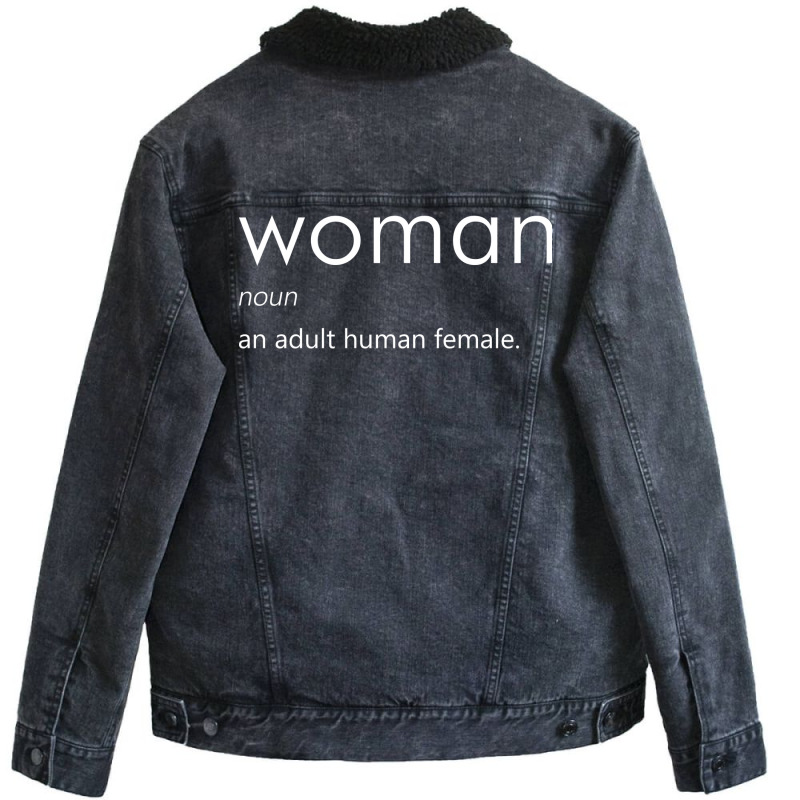 Woman (definition)   White Unisex Sherpa-lined Denim Jacket | Artistshot