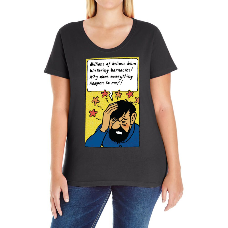 Billion Of Bilous Blue Blistering Barnacles (captain Haddock) Ladies Curvy T-Shirt by beredyhayaviq | Artistshot