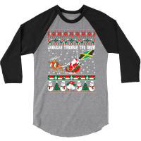 Jamaican Through The Snow Ugly Christmas Sweater Tshirt 3/4 Sleeve Shirt | Artistshot