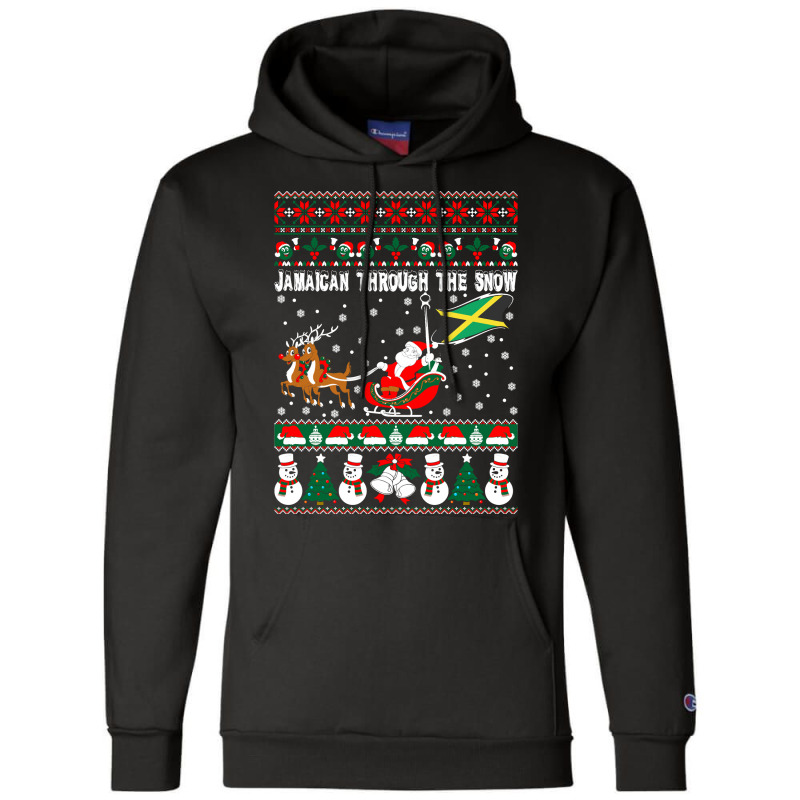 Jamaican Through The Snow Ugly Christmas Sweater Tshirt Champion Hoodie by Pinch1410 | Artistshot