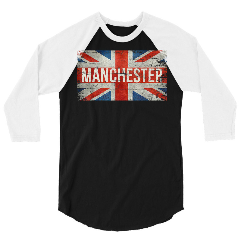 Manchester England United Kingdom British Flag Vintage T Shirt 3/4 Sleeve Shirt | Artistshot