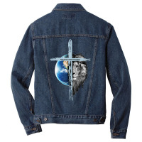 Jesus Lion Of Judah Christian Earth Cross Lion Men Denim Jacket | Artistshot