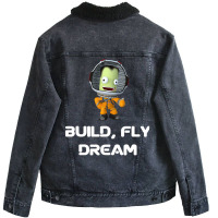 Build Fly Dream Crash ,kerbal Space Program , Kerbals , Kids Cartoon , Unisex Sherpa-lined Denim Jacket | Artistshot