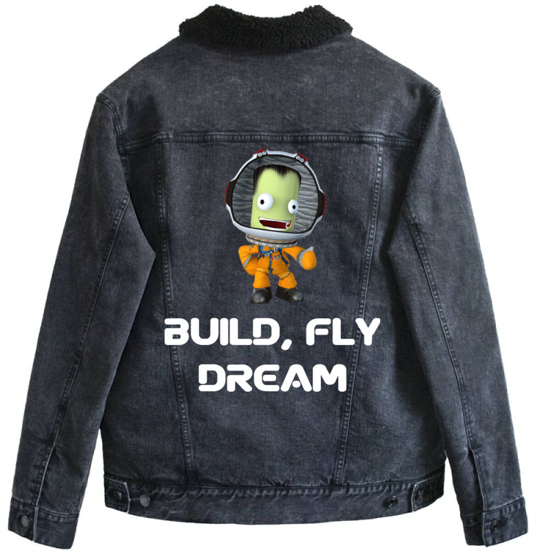 Build Fly Dream Crash ,kerbal Space Program , Kerbals , Kids Cartoon , Unisex Sherpa-Lined Denim Jacket by sbusiozald | Artistshot