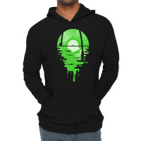 Cool Music Vinyl Record Sunset Melting Green  (1) (1) Lightweight Hoodie | Artistshot