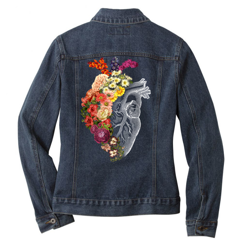 Flower Heart Spring Classic Ladies Denim Jacket by hasnebaguzd | Artistshot