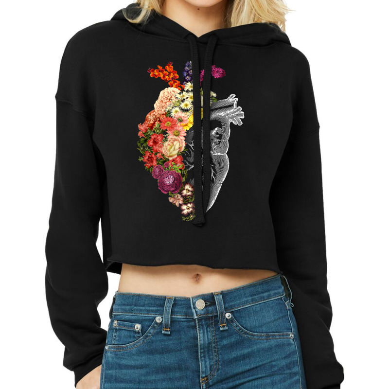 Flower Heart Spring Classic Cropped Hoodie by hasnebaguzd | Artistshot