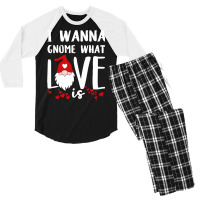 Funny 80s Gnome Valentines Day Quote  (1) (1) (1) (1) Men's 3/4 Sleeve Pajama Set | Artistshot