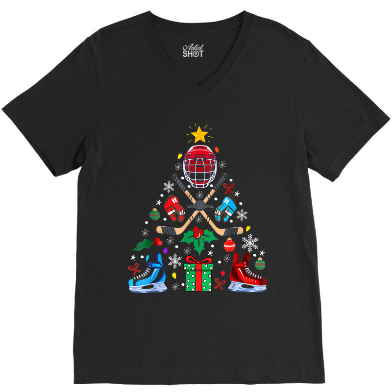 Trending Ice Hockey Christmas Ornament Tree Boys Mens Hockey Lovers V-Neck Tee by Crews Micki | Artistshot