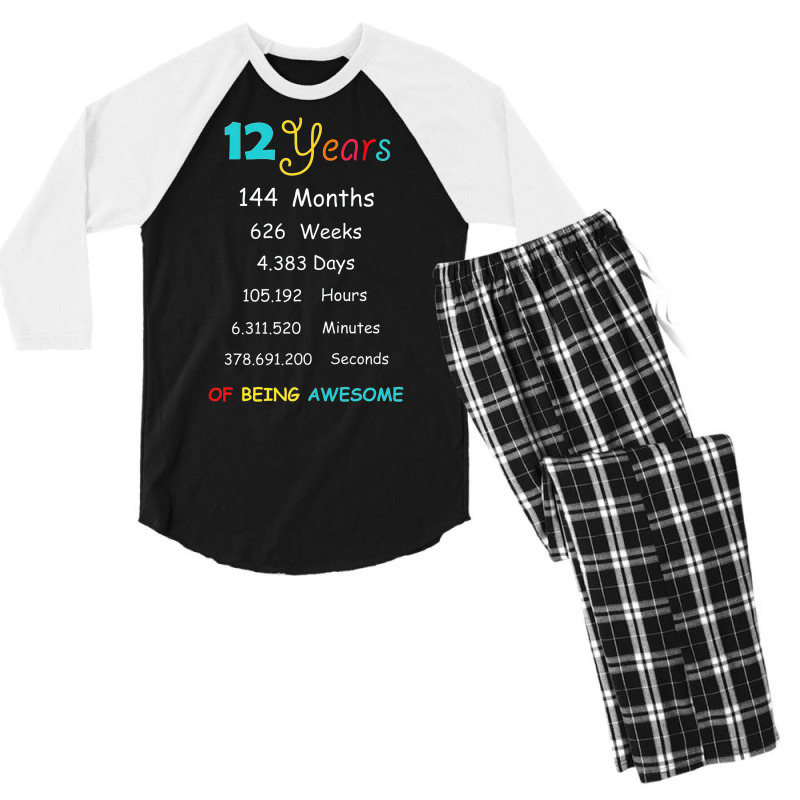 12 Years Old 12th Birthday Born In 2008 Birthday Gift Men's 3/4 Sleeve Pajama Set by embarigosineg | Artistshot