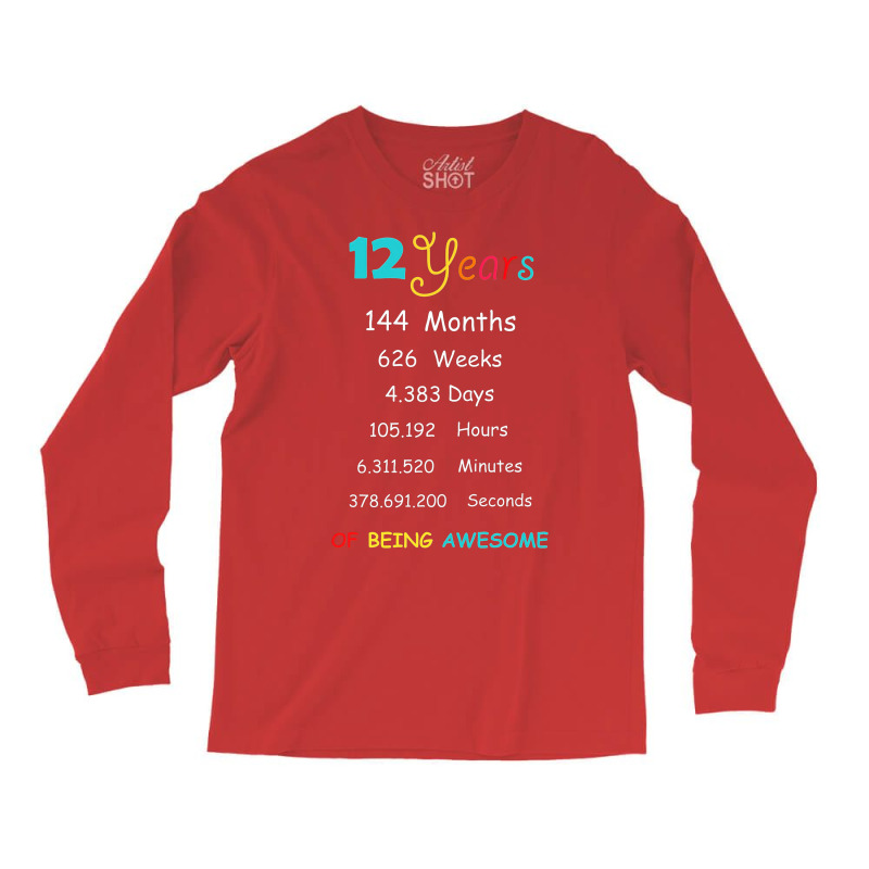 12 Years Old 12th Birthday Born In 2008 Birthday Gift Long Sleeve Shirts by embarigosineg | Artistshot