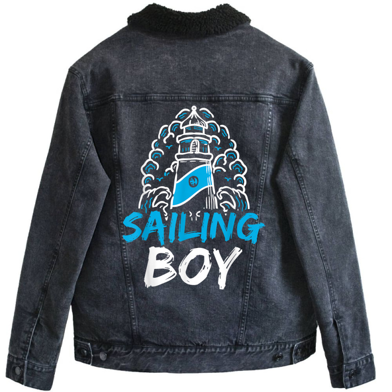 Sailing Boy Hobby Sailor Sail Sailboat T Shirt Unisex Sherpa-lined Denim Jacket | Artistshot