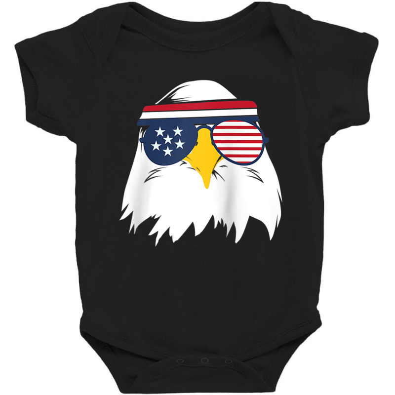 Eagle Usa Glasses Headband Patriotic American 4th Of July Raglan Baseb Baby Bodysuit by scavo | Artistshot