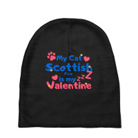 My Cat Scottish Fold Is My Valentine Baby Beanies | Artistshot