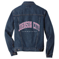 Johnson City Tennessee Tn Varsity Style Pink Text Premium Men Denim Jacket | Artistshot