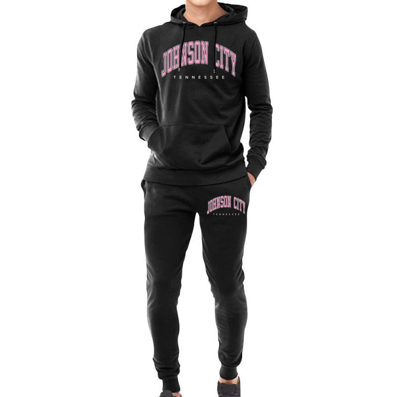 Johnson City Tennessee Tn Varsity Style Pink Text Premium Hoodie & Jogger set by ChristinaMarieCavanaugh | Artistshot