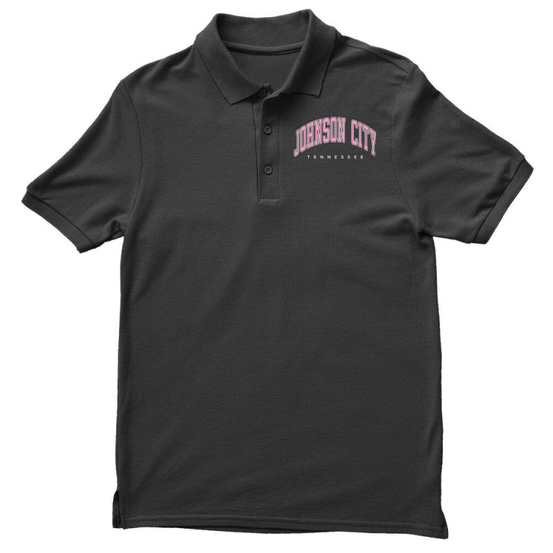 Johnson City Tennessee Tn Varsity Style Pink Text Premium Men's Polo Shirt by ChristinaMarieCavanaugh | Artistshot