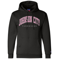 Johnson City Tennessee Tn Varsity Style Pink Text Premium Champion Hoodie | Artistshot