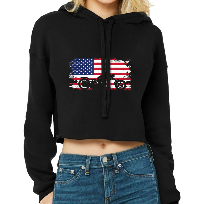 Limited Edition American Flag Motorcycle Motorcycle Cropped Hoodie by Sizemore Adame | Artistshot